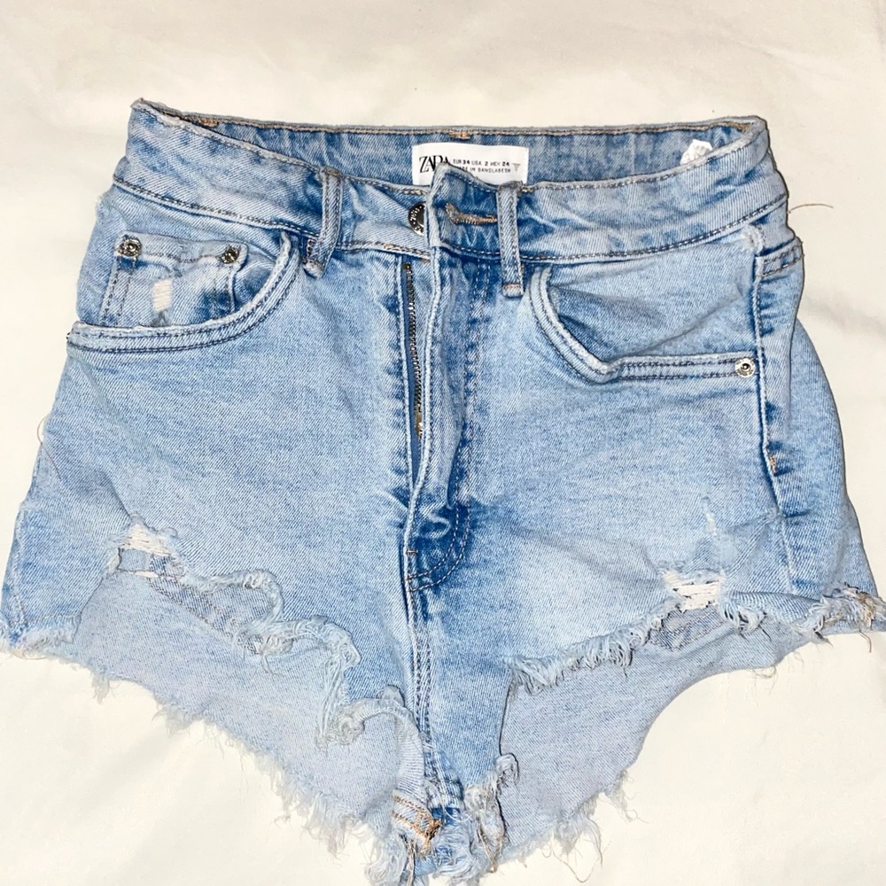 Zara high rise denim shorts